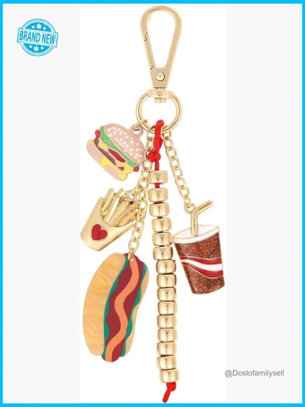 Retro Novelty Keychain Charms Playful Americana Fast Food Travel Purse Accessory